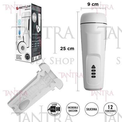 Masturbador con 12 funciones de vibracion, 3 funciones de succion,funcion de sonido y carga USB
